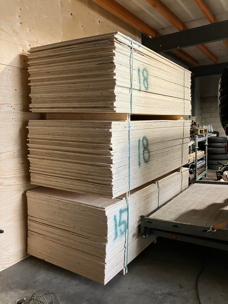 €14 per PLAAT: Underlayment 15mm (ook 18mm 21mm) B-keus