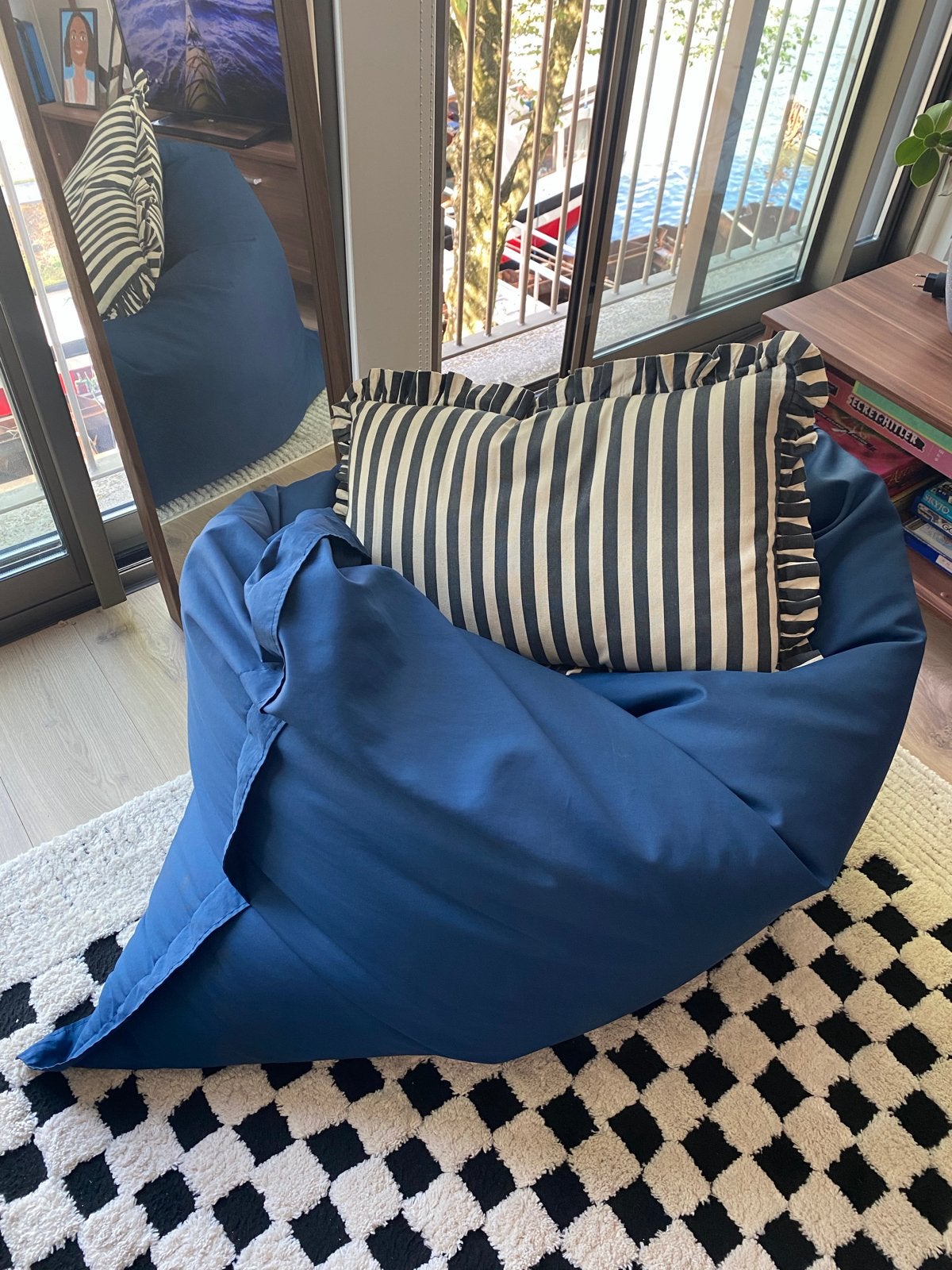 Comfortabele blauwe zitzak van Sit On It, Huis en Inrichting, Ophalen of Verzenden, Gebruikt, Blauw, Zitzak