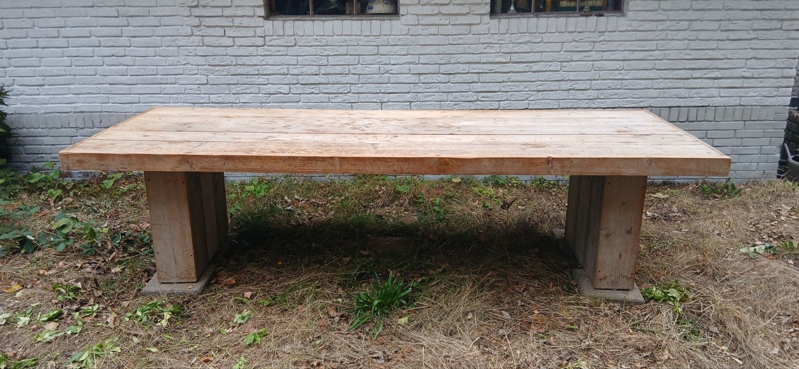 Robuuste houten tafel steigerhout - 300x105x78cm, Huis en Inrichting, Tafels | Eettafels, Gebruikt, 100 tot 150 cm, 200 cm of meer