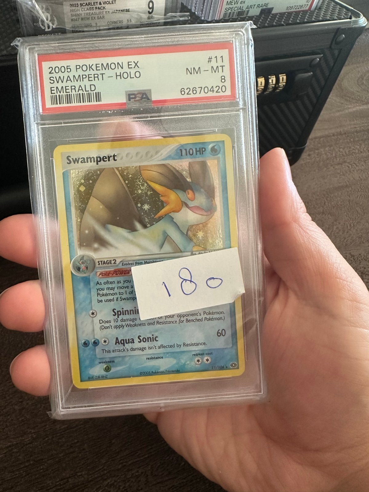 2005 Pokemon EX Swampert Holo PSA 8 NM-MT, Ophalen of Verzenden, Zo goed als nieuw, Losse kaart, Foil
