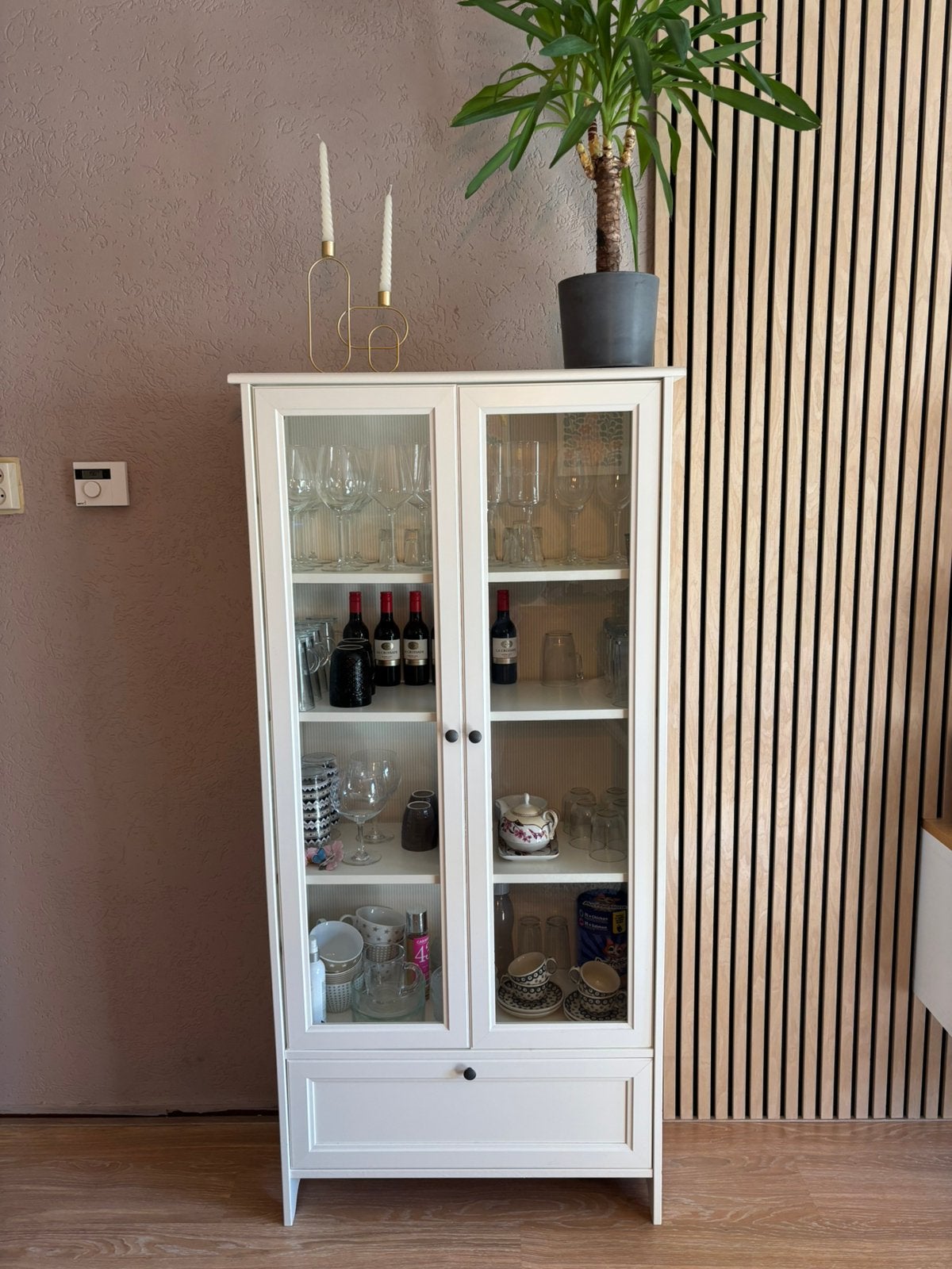 Servieskast/vitrinekast IKEA wit, Ophalen, 50 tot 100 cm, Zo goed als nieuw, 150 tot 200 cm