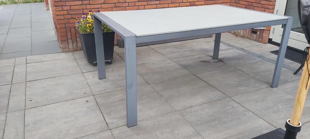 Tuintafel met stenen blad, Ophalen, Gebruikt, Rechthoekig, Aluminium
