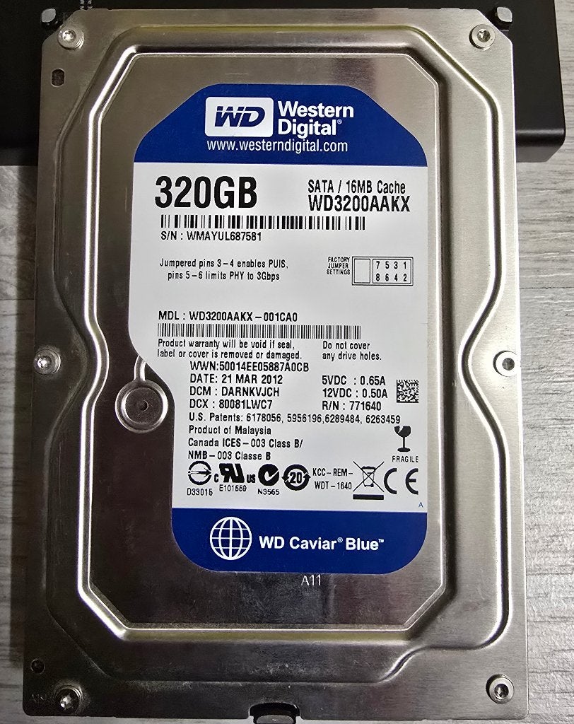 Western Digital 320GB WD3200AAKX harddisk sata 3.5", Computers en Software, Harde schijven, Intern, Gebruikt, 320GB, Desktop