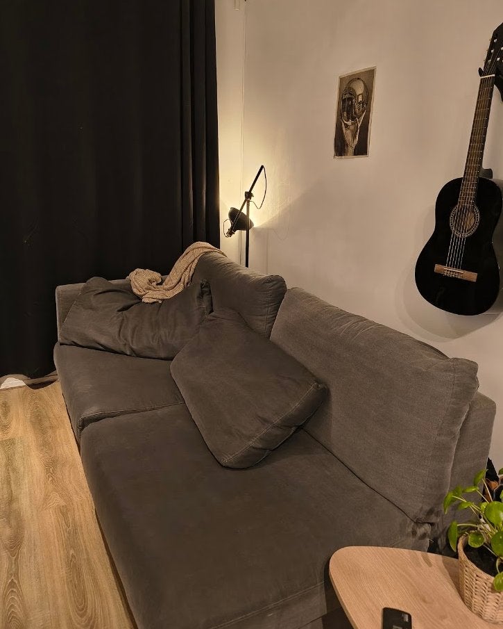 Sofa Bank 1 arm + 200cm / 90cm slaapbank, Ophalen, Gebruikt, 100 tot 125 cm, Driepersoons