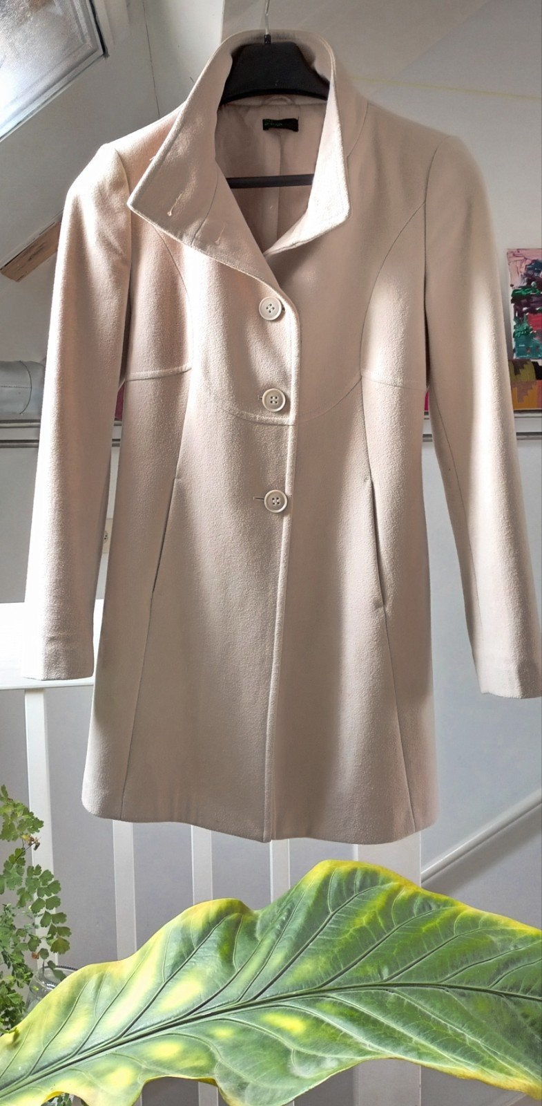 Wollen beige damesjas - maat 40, Maat 38/40 (M), Beige, Ophalen of Verzenden, Zo goed als nieuw