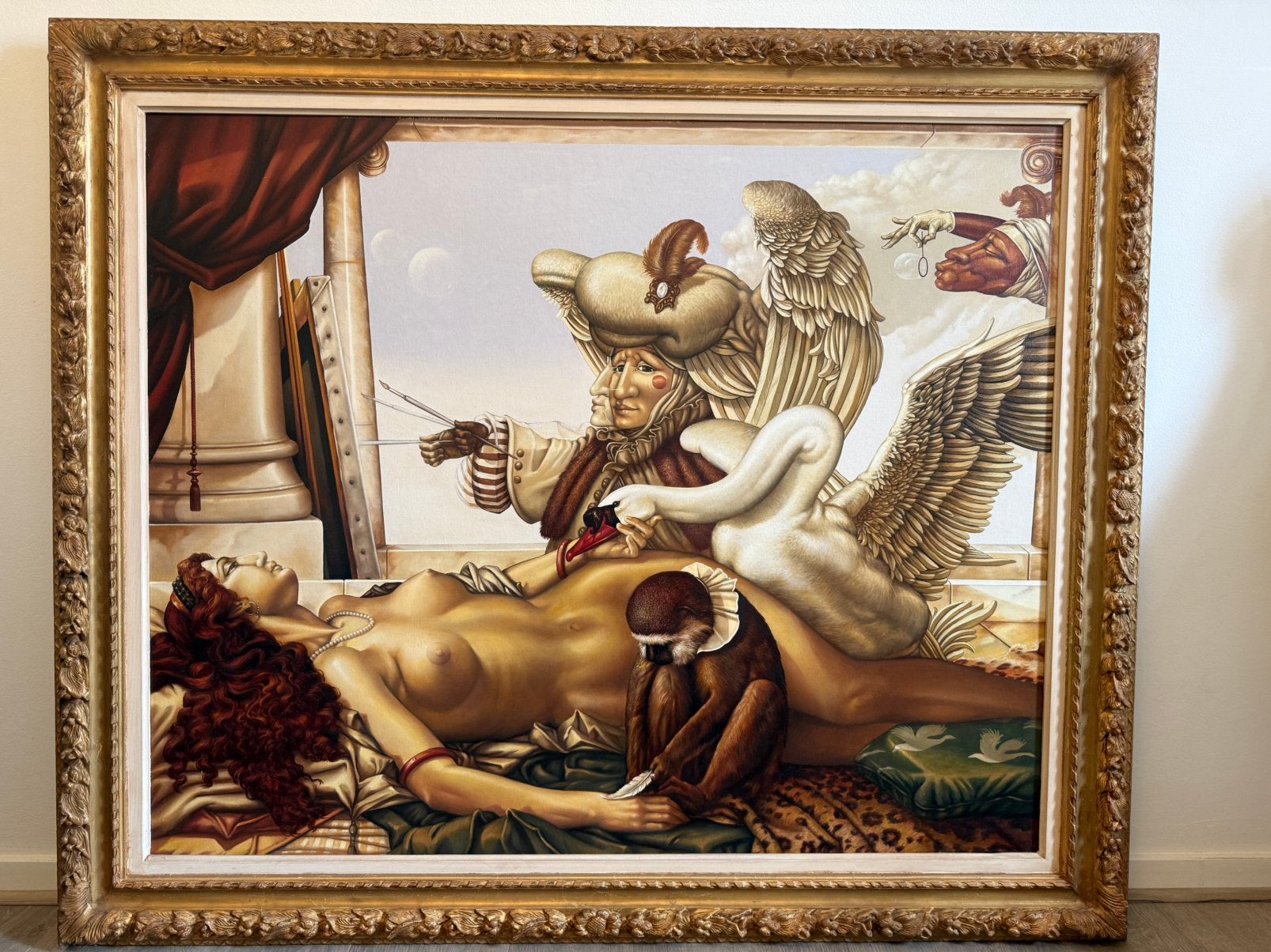 Leda and the swan reproduction of Michael Parkes, Ophalen, Doek, Surrealisme, Handgeschilderd