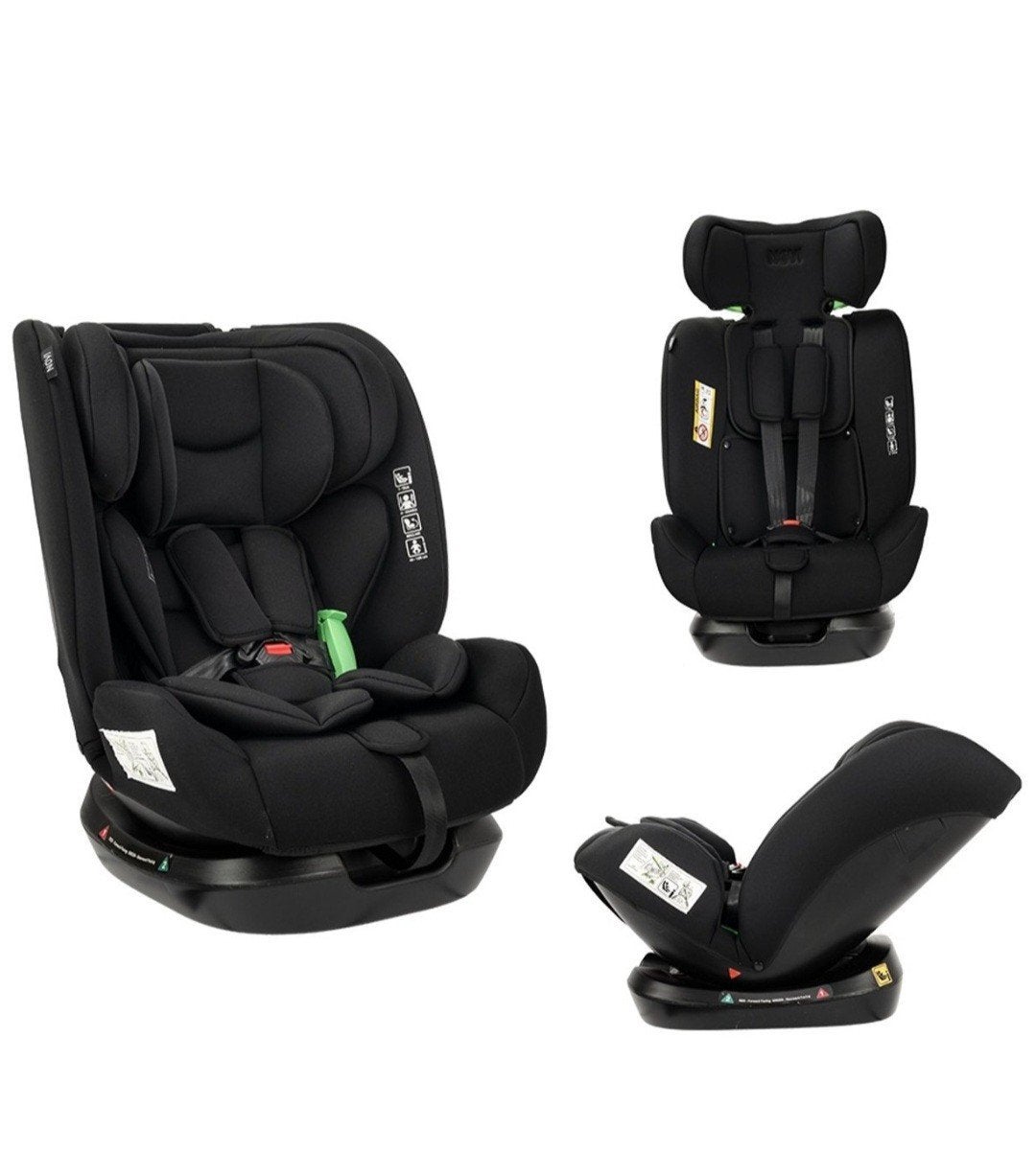Zwarte autostoel met verstelbare rugleuning, Autogordel of Isofix, 0 t/m 18 kg, Verstelbare rugleuning, Zo goed als nieuw