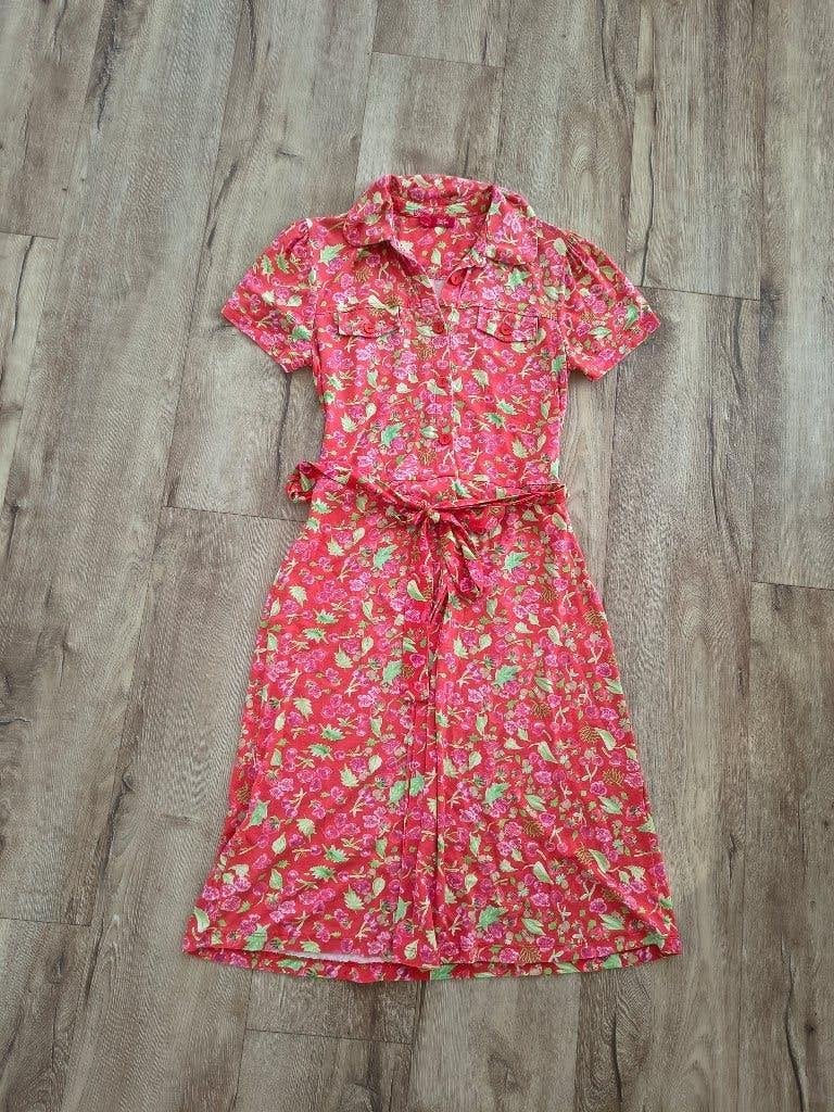 Vrolijke roze jurk met frambozen en kersen Who's that girl,M, Kleding | Dames, Maat 38/40 (M), Onb, Ophalen of Verzenden, Boven de knie