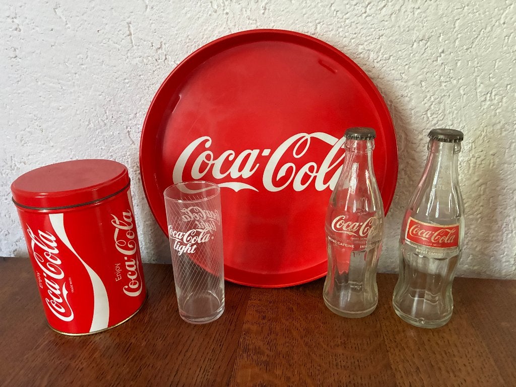 Vintage Coca-Cola dienblad flesje glas blik, Ophalen of Verzenden, Gebruiksvoorwerp