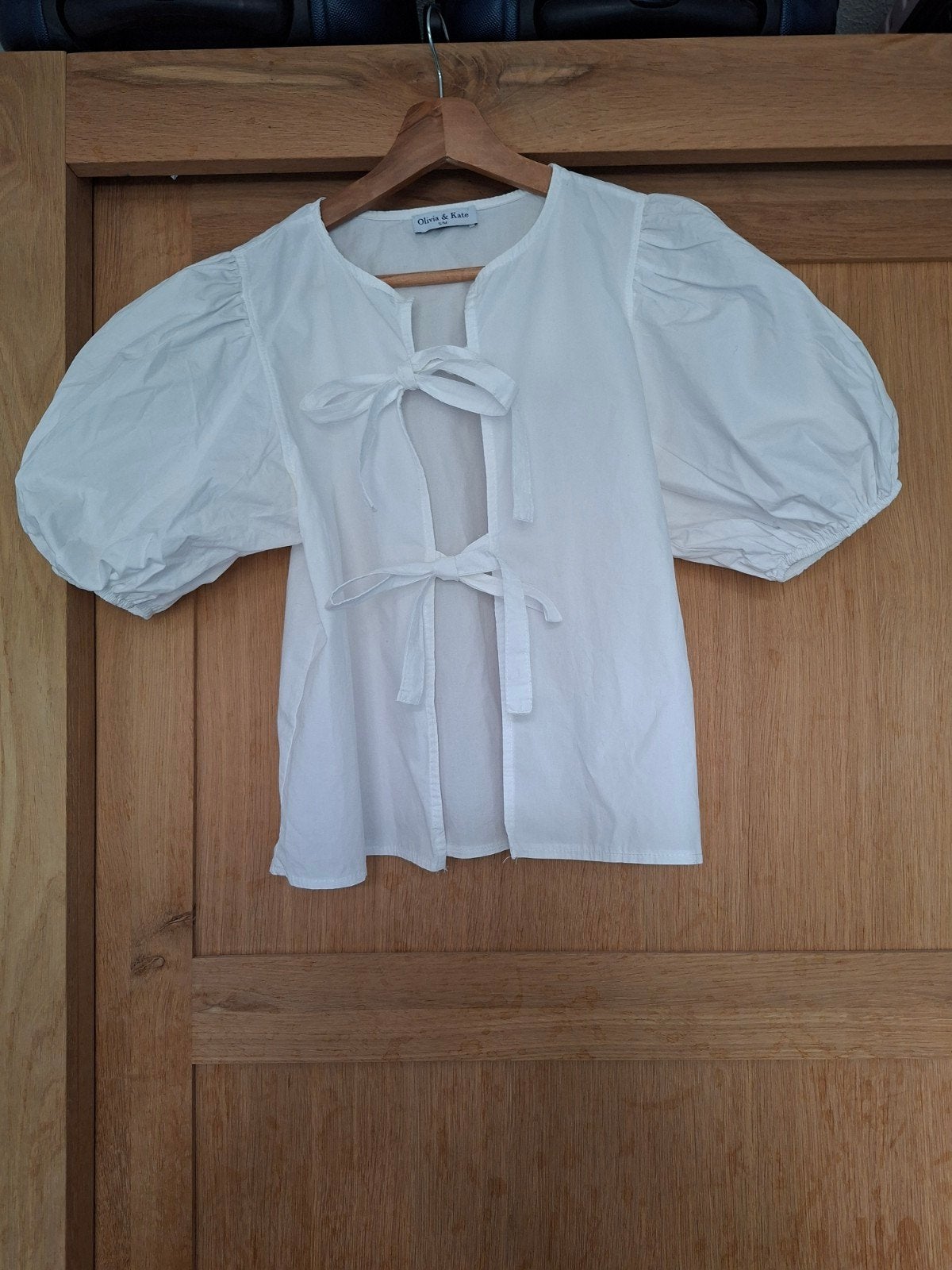 Mooie zomerse witte blouse Olivia & Kate maat S/M katoen, Wit, Ophalen of Verzenden, Zo goed als nieuw, Olivia & Kate