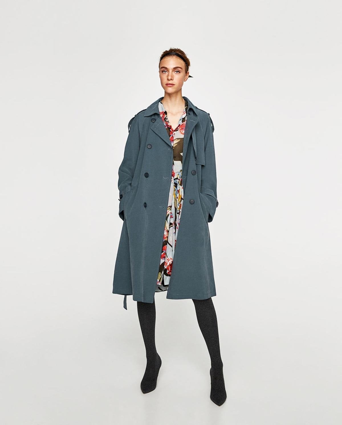 Zara Trenchcoat - Maat S M L, Kleding | Dames, Ophalen of Verzenden, Zo goed als nieuw, Maat 36 (S), Blauw