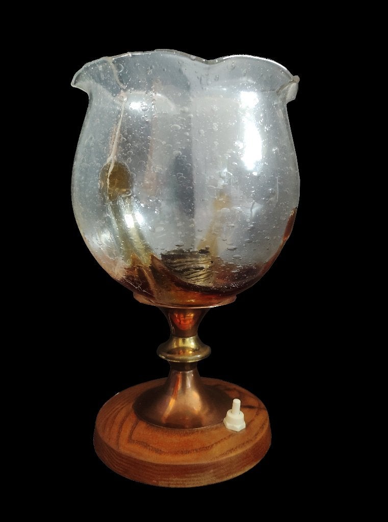 Schitterende vintage Murano Mazzega mondgeblazen tafellamp, Gebruikt, Vintage, 27 cm, Glas