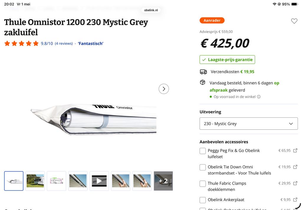 Thule Omnistor  1200  230 Mystic Grey Zakluifel, Ophalen, Zo goed als nieuw, Thule