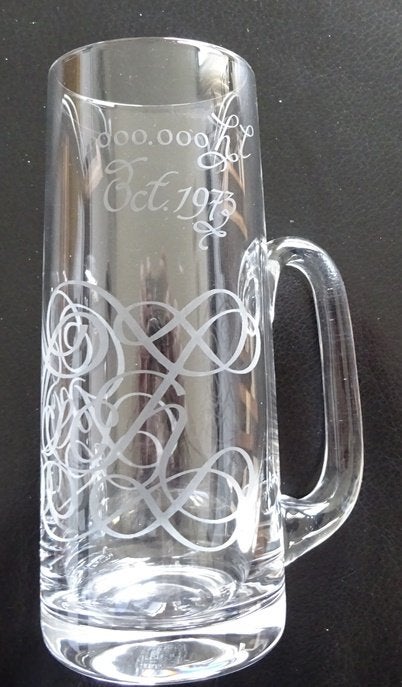 Kristallen Grolsch bierpul uit 1973, Ophalen of Verzenden, Zo goed als nieuw, Glas of Glazen, Grolsch