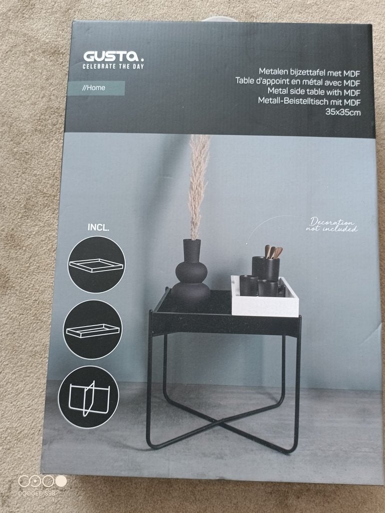 Bijzet tafel (nieuw in doos), Huis en Inrichting, Tafels | Bijzettafels, Ophalen, Minder dan 45 cm, Minder dan 55 cm, Metaal of Aluminium