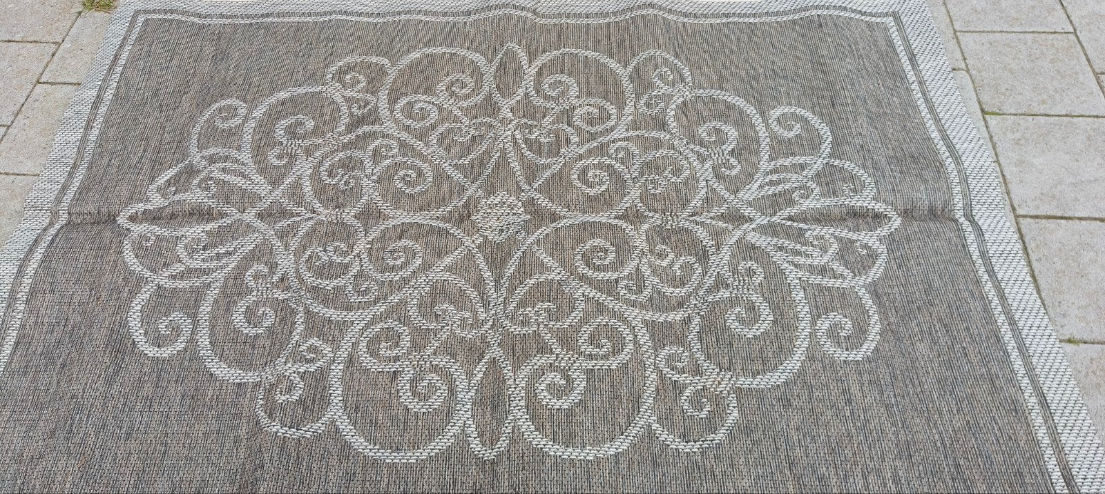 Buiten vloerkleed 150x220 cm - Ideaal voor camping/tuin, Ophalen, Gebruikt, Wit, 150 tot 200 cm