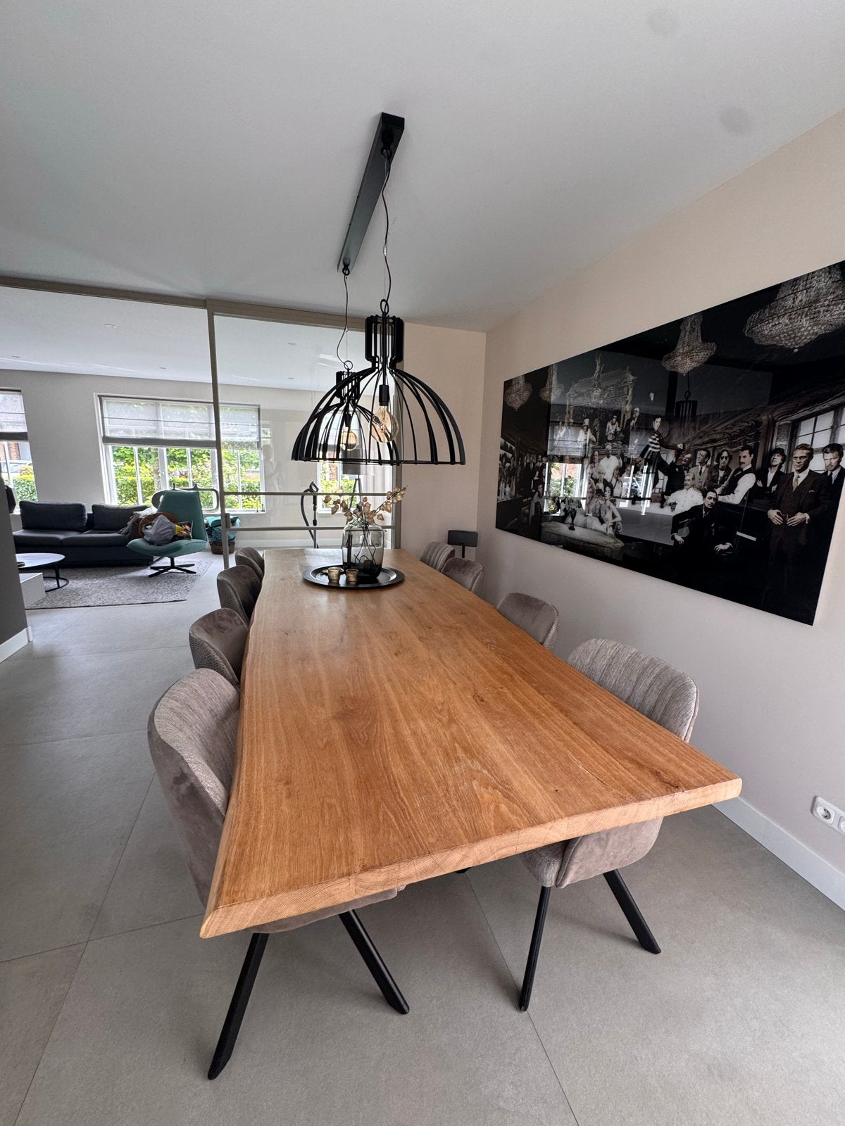 Eiken eettafel met 8 stoelen, Huis en Inrichting, Stoelen, Zo goed als nieuw, Vijf, Zes of meer stoelen, Hout, Overige kleuren