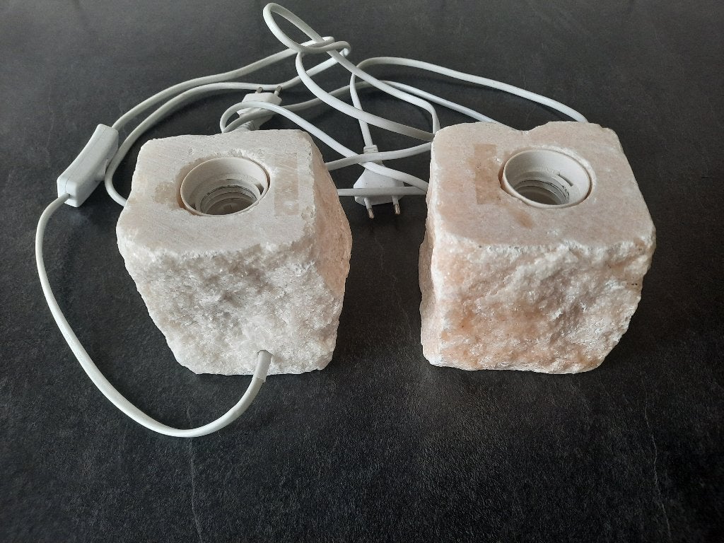 Tafellampen Marmer 2 x, Huis en Inrichting, Lampen | Tafellampen, Ophalen of Verzenden, Gebruikt, Natuurlijk materiaal