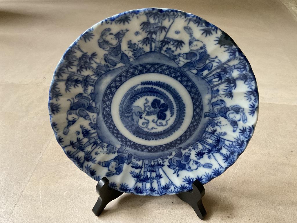 Chinees blauw/wit bord Qing Dynasty 19de eeuws goede staat, Verzenden