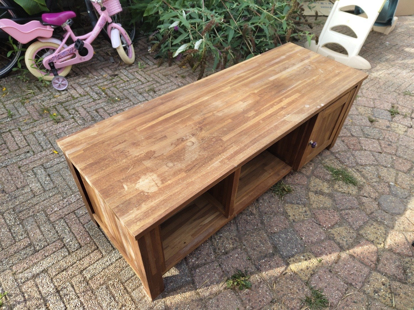 Houten TV-meubel / dressoir met opbergruimte, Ophalen, Gebruikt, 100 tot 150 cm, Minder dan 100 cm