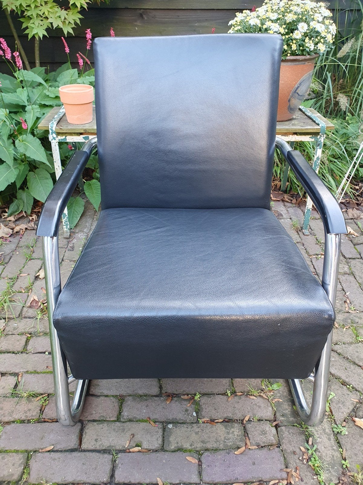 Vintage design fauteuil – zwaar chromen buisframe – jaren 70, Ophalen, ., Minder dan 75 cm, Vintage