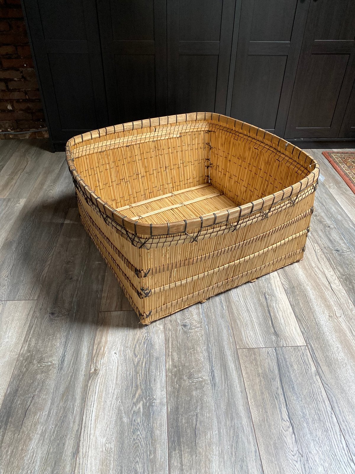 Grote rieten mand 85x85, Ophalen, Vintage, Beige, Zo goed als nieuw