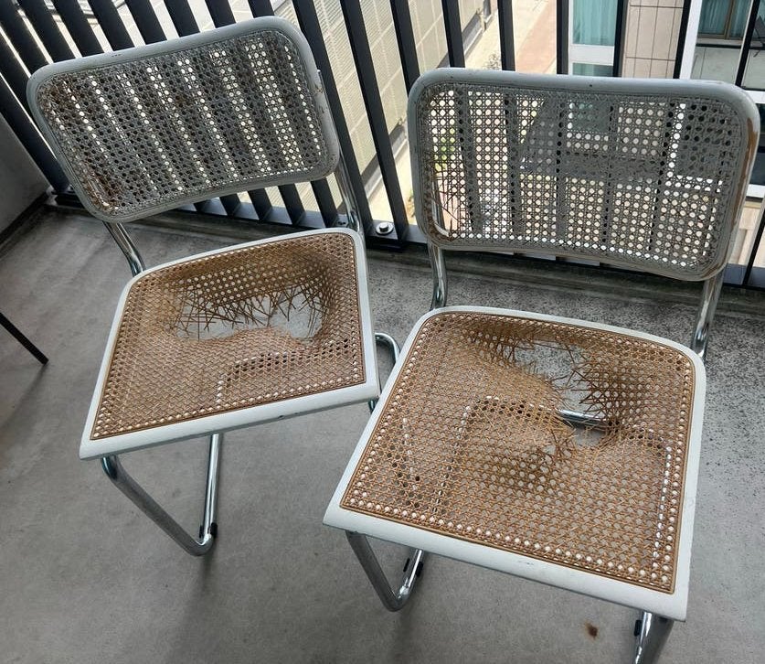 Vintage Made in Italy webbing stoelen (1987) - Opknapper, Antiek en Kunst, Antiek | Meubels | Stoelen en Banken, Ophalen