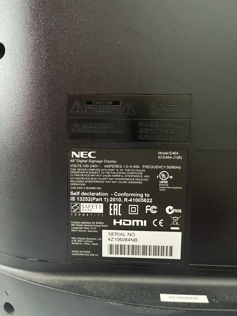 NEC E464 46" Digital Signage Display, Audio, Tv en Foto, Overige merken, LED, 50 Hz, Ophalen of Verzenden