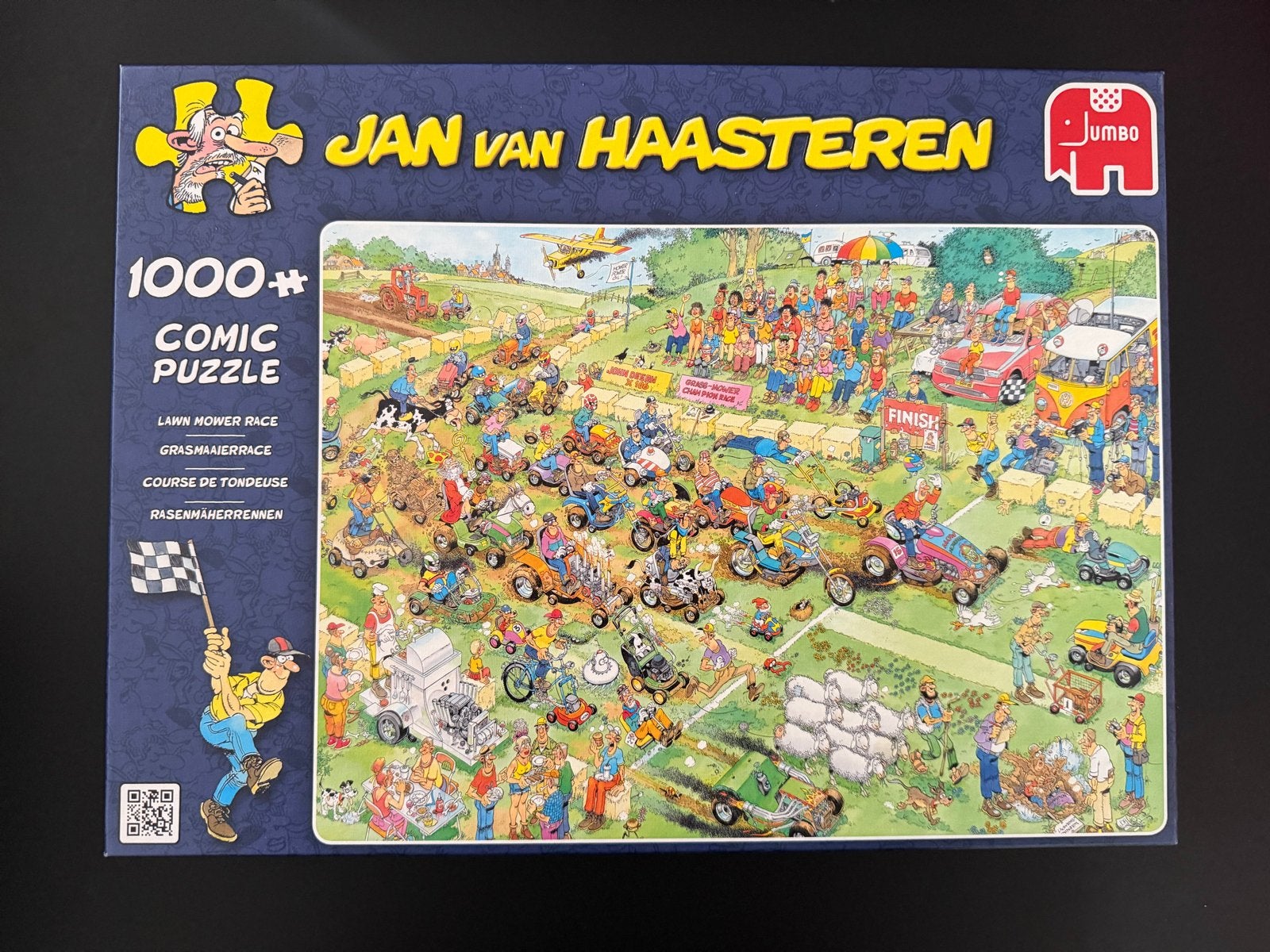 Jan van Haasteren Comic Puzzel - Lawn Mower Race 1000 stukje, Ophalen, 500 t/m 1500 stukjes, Zo goed als nieuw, Legpuzzel