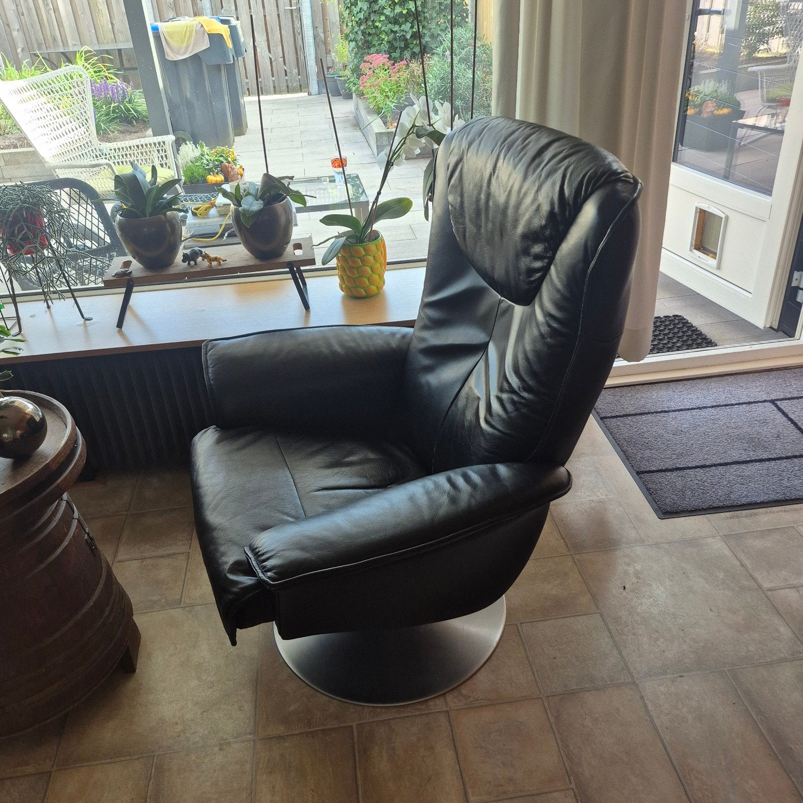 Leren relaxfauteuil - Zwart, Ophalen, Gebruikt, Zwart, Leer