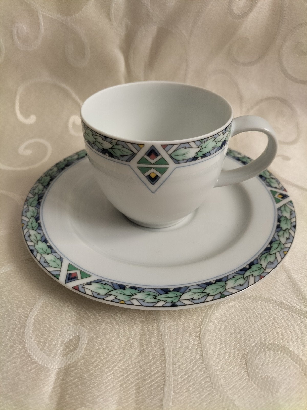 Arzberg A.H. Kop en Schotel blauw groene rand, Ophalen of Verzenden