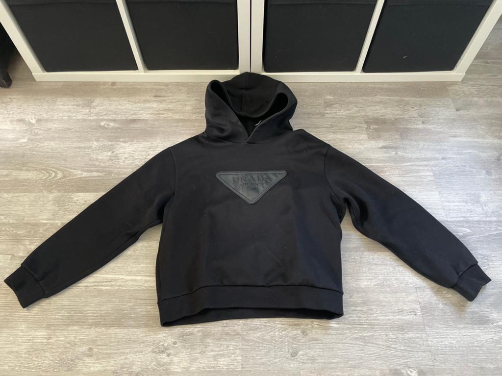 Prada Hoodie Leather Patch Black Size M, Kleding | Heren, Zwart, Nieuw, Ophalen of Verzenden, Prada