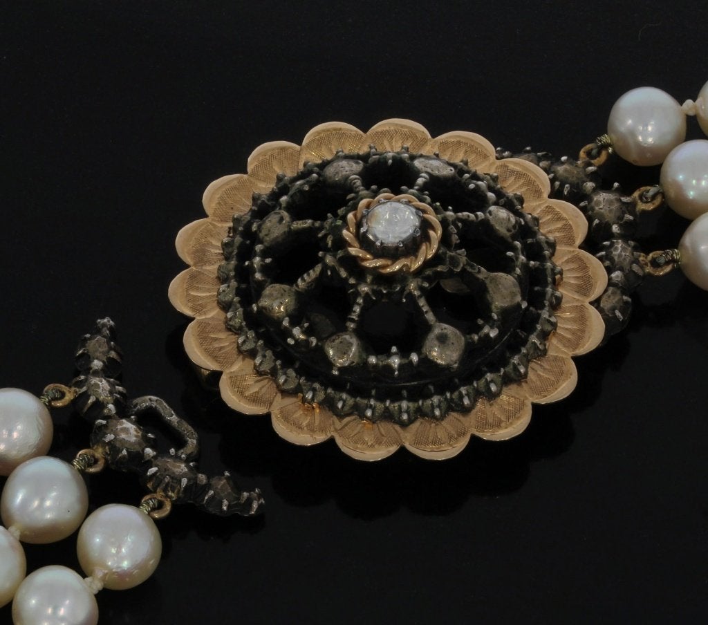 Diamant parel exclusief slot 14k goud ketting zeldzaam dames, Verzenden, Goud, Ketting, Met edelsteen