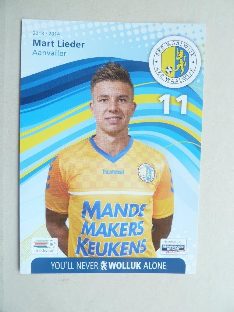 Spelerskaart   Mart.Lieder  RKC Waalwijk  2013/2014, Verzamelen, Ophalen of Verzenden, Zo goed als nieuw, Overige binnenlandse clubs