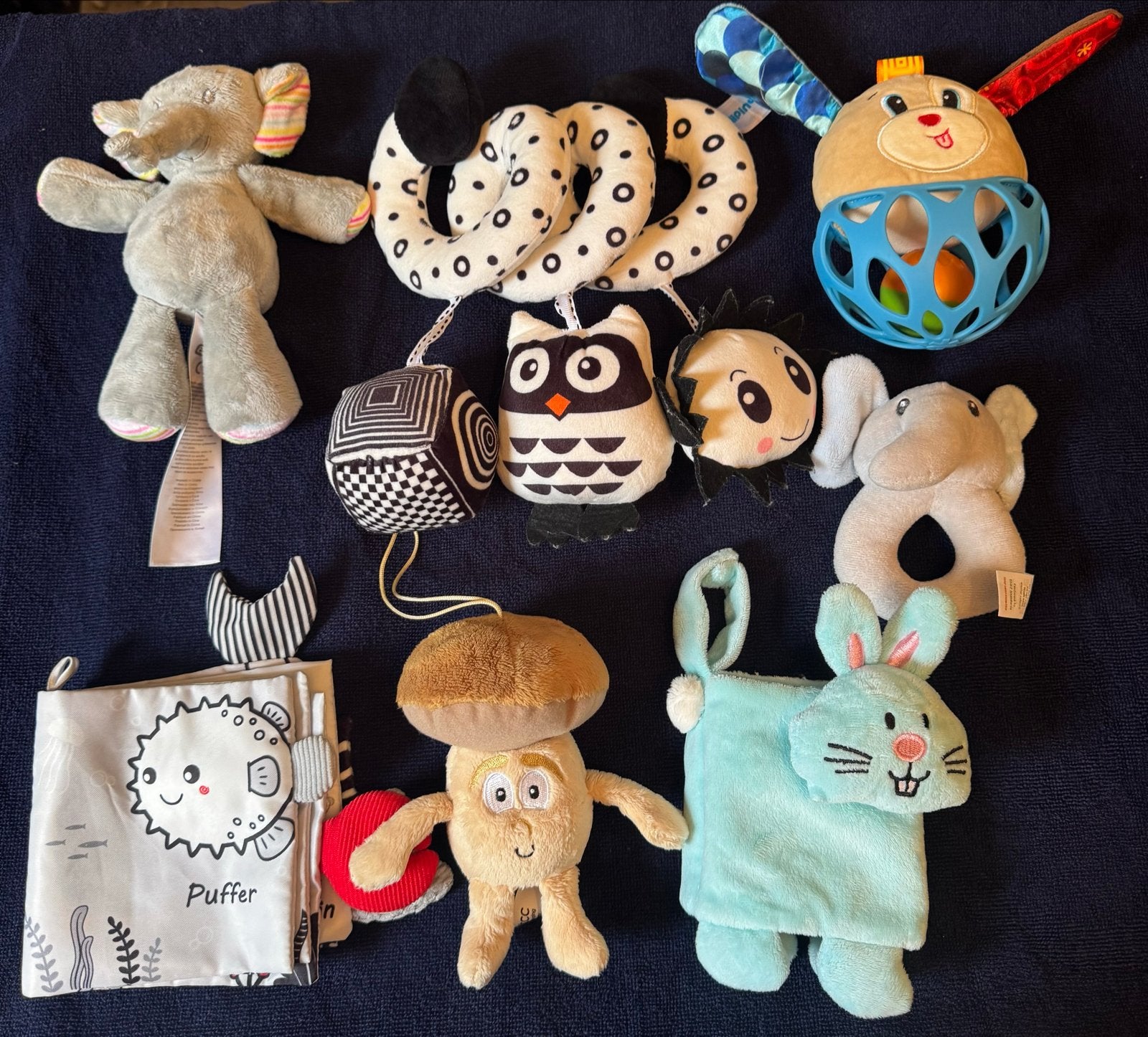 Baby speelgoed pakket: rammelaars, knuffels, boekje, Ophalen of Verzenden, Gebruikt, Rammelaar, Met geluid