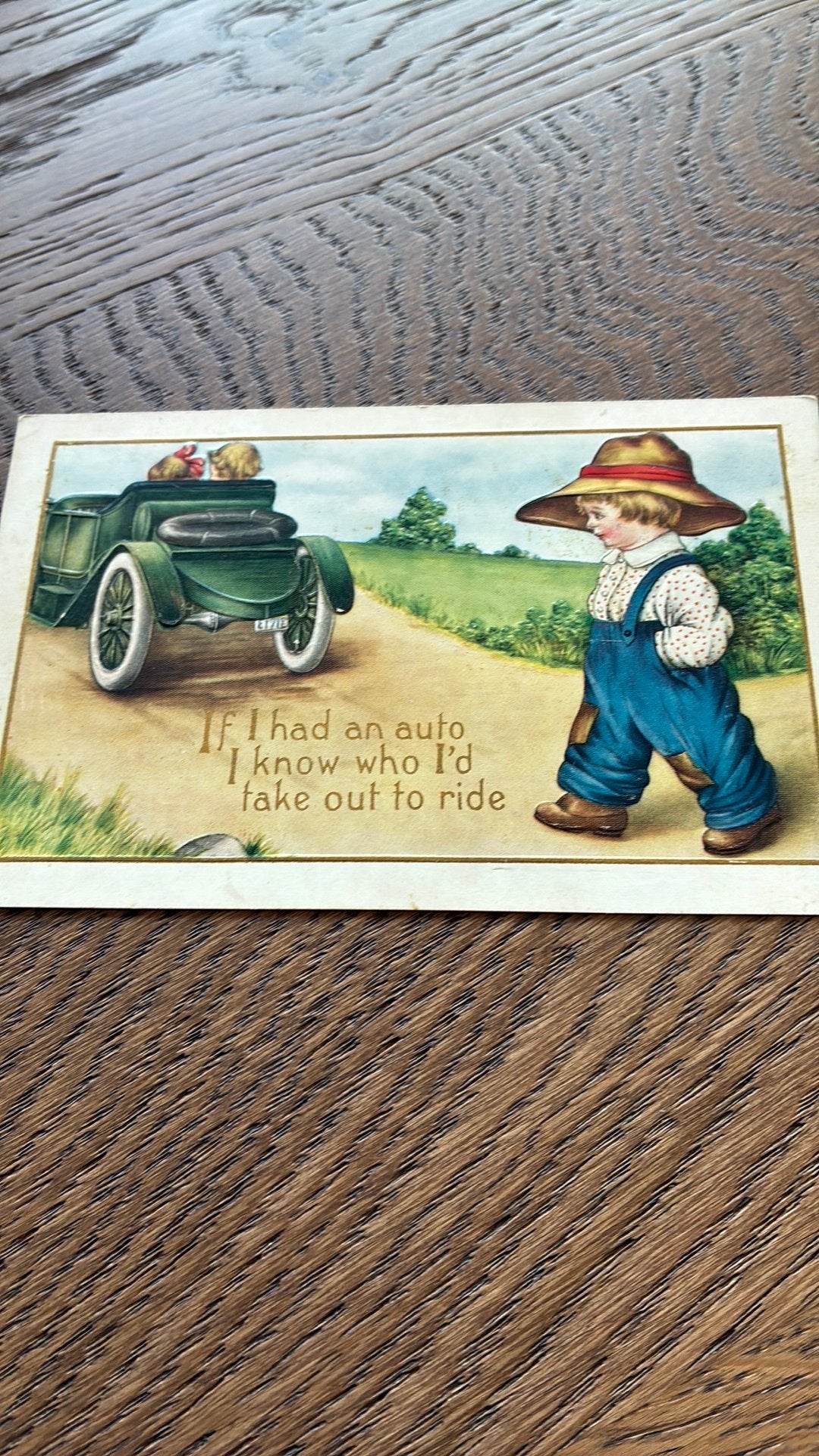 Reliefkaart.Als ik een auto had,wist ik wel wie ik mee zou.., Ophalen of Verzenden, Voor 1920