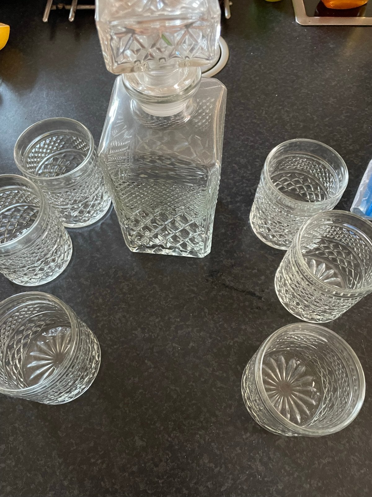 Kristallen wiskey karaf met 6 bijpassende glazen, Antiek en Kunst, Antiek | Glas en Kristal, Ophalen of Verzenden