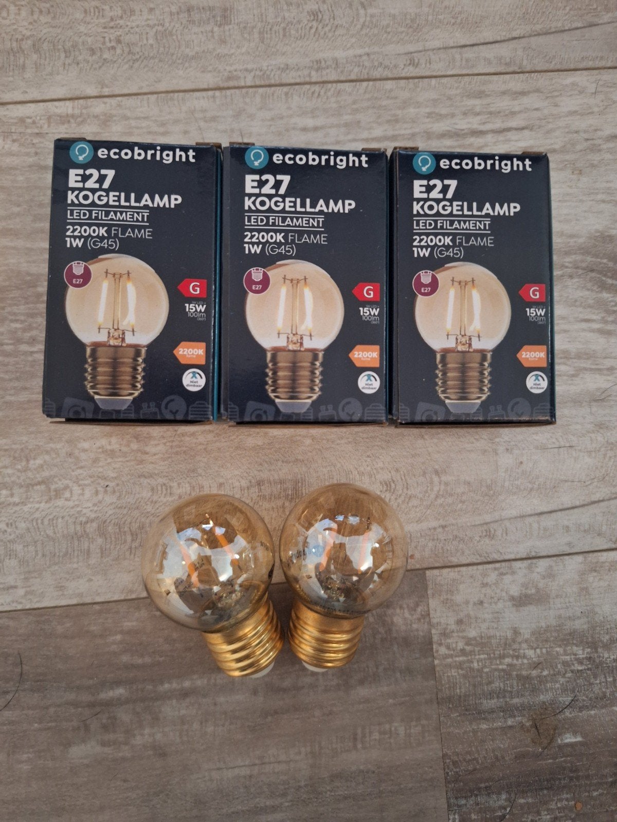 Ecobright E27 LED Filament Kogellamp 2200K Flame (G45), Ophalen, Led-lamp, Nieuw, E27 (groot)