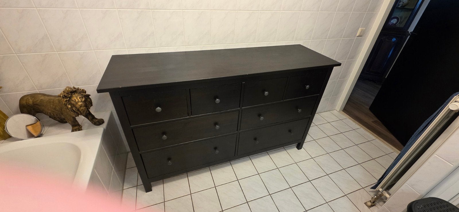 Ikea Hemnes ladekast - zwartbruin, Ophalen, Gebruikt, 150 tot 200 cm, 25 tot 50 cm