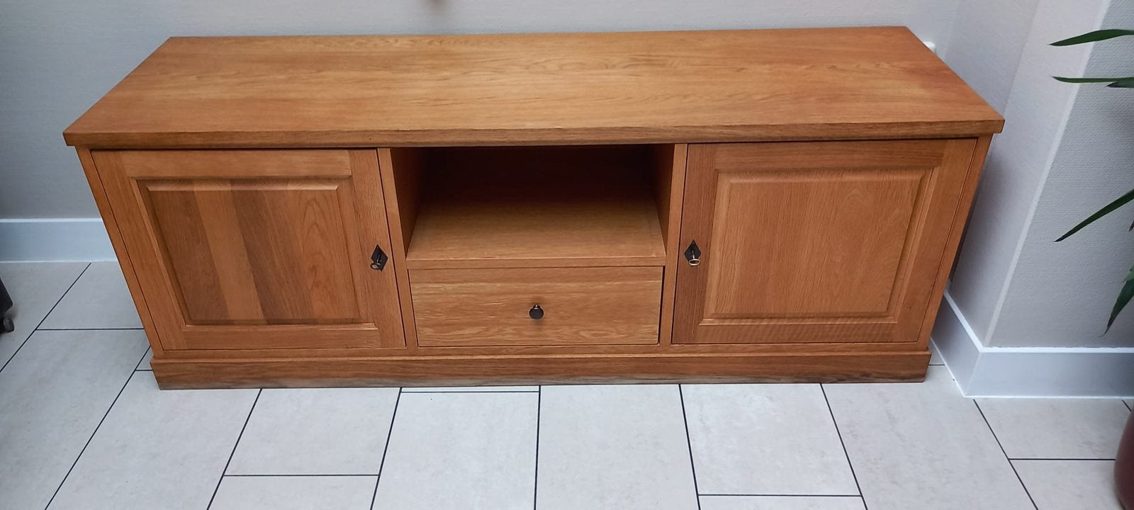 Eiken TV-meubel van Goossens, Ophalen, 150 tot 200 cm, Eikenhout, Minder dan 100 cm