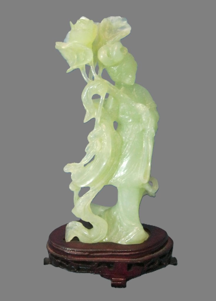 jade beeld geisha met lotusbloem, Ophalen