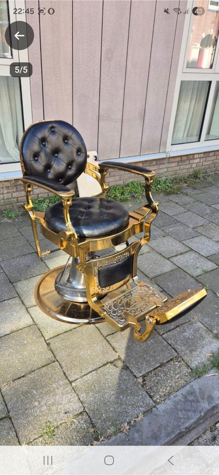 Luxe Barbersstoel / Kapperstoel Goud Zwart, Ophalen of Verzenden, Gebruikt
