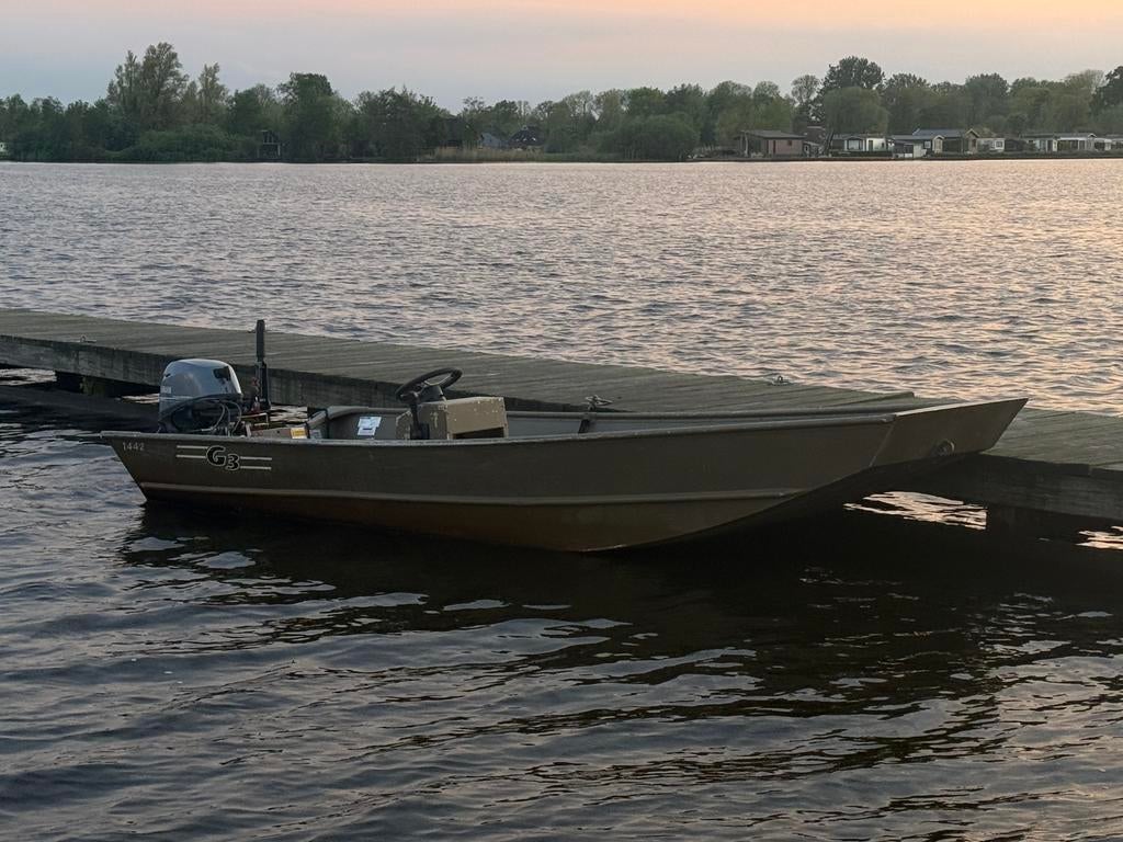 G3 1442 Platbodem - Yamaha 15-pk 4takt kortstaart -aluminium, Watersport en Boten, Ophalen, Gebruikt, Aluminium, Benzine