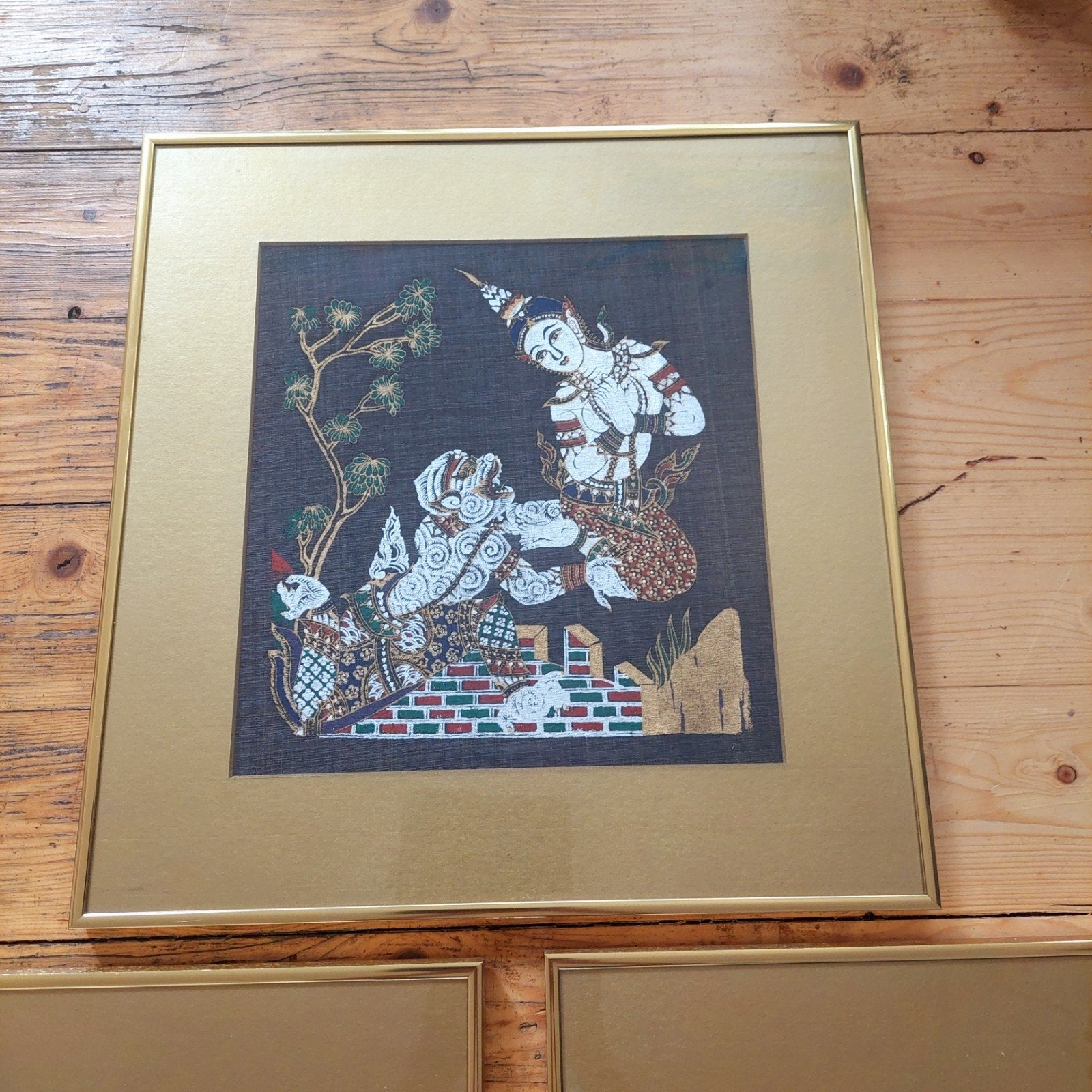 Lucky Vintage Thaise Zijdeschilderingen (Ramakien) drieluik, Ophalen, ., ., .