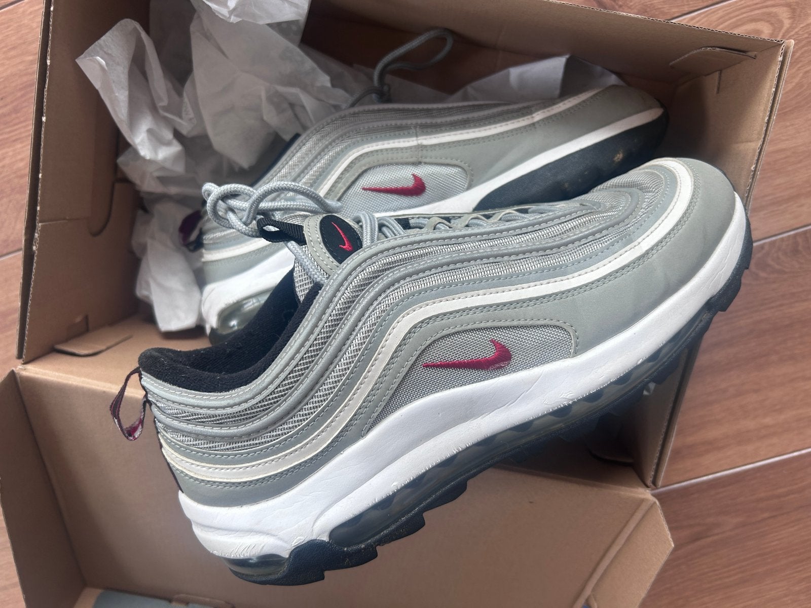 Nike zilveren heren sneakers gympen maat 43 1997, Ophalen of Verzenden