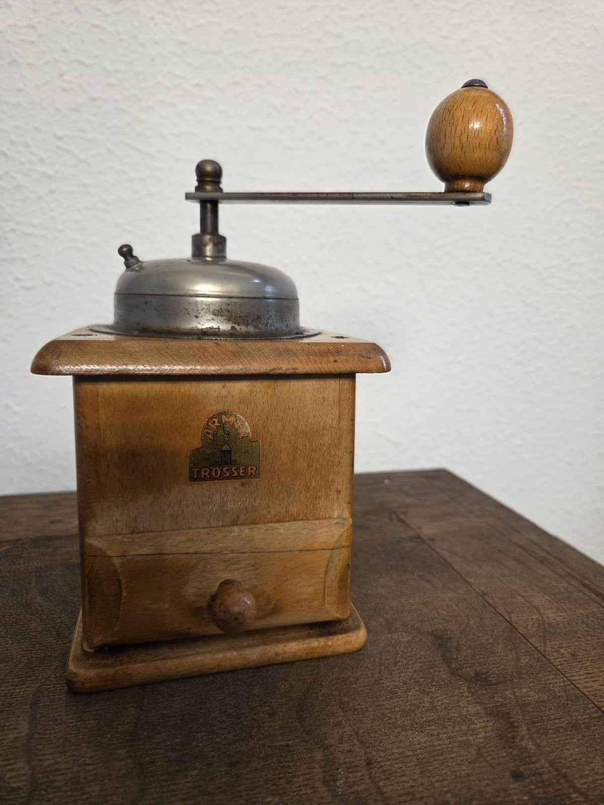 Antieke houten koffiemolen - Trosser, Ophalen of Verzenden