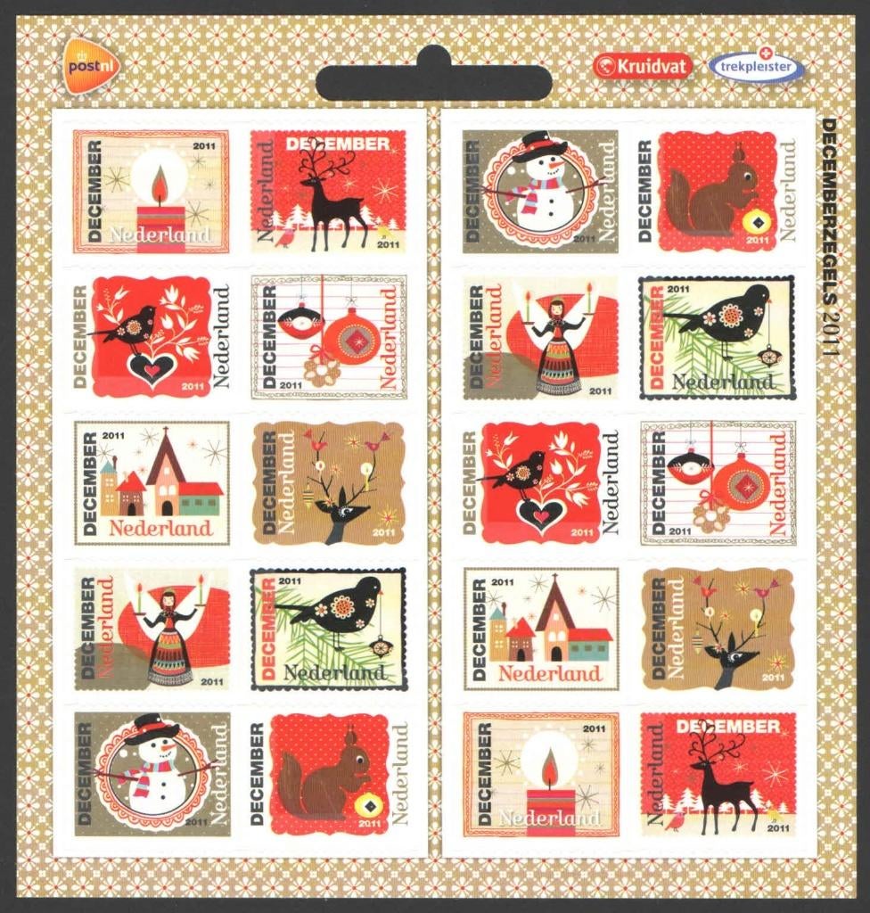 Nederland NVPH nr Vb2887/96 postfris Decemberzegels 2011, Postzegels en Munten, Ophalen of Verzenden, Na 1940, Postfris