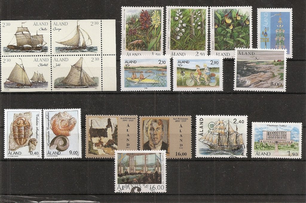 Aland leuke groep met boten, orchideen, fossielen etc, Ophalen of Verzenden, Overige landen, Postfris