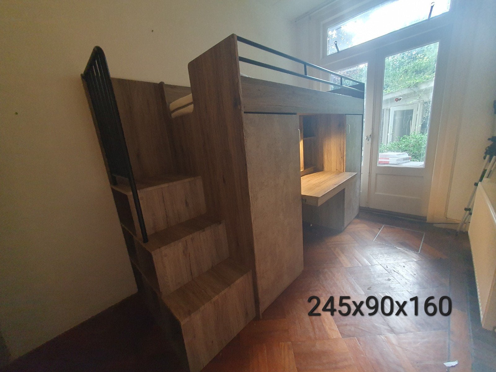 Hoogslaper met bureau, kast en opbergruimte, Ophalen, Gebruikt, Eenpersoons, 160 tot 180 cm