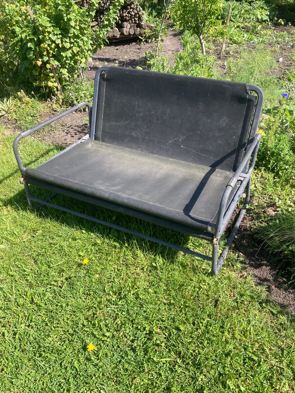 Handige tuinbank ligbed antraciet, Tuin en Terras, Ophalen, Gebruikt, Aluminium, Inklapbaar